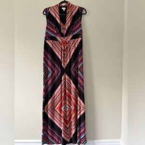 Vibrant CHICO’S sz 2 (12) Geometric Print Maxi Dress